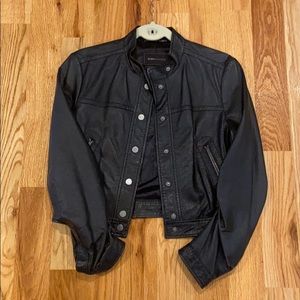 Bcbg Maxazria Black Cropped Leather Moto Jacket